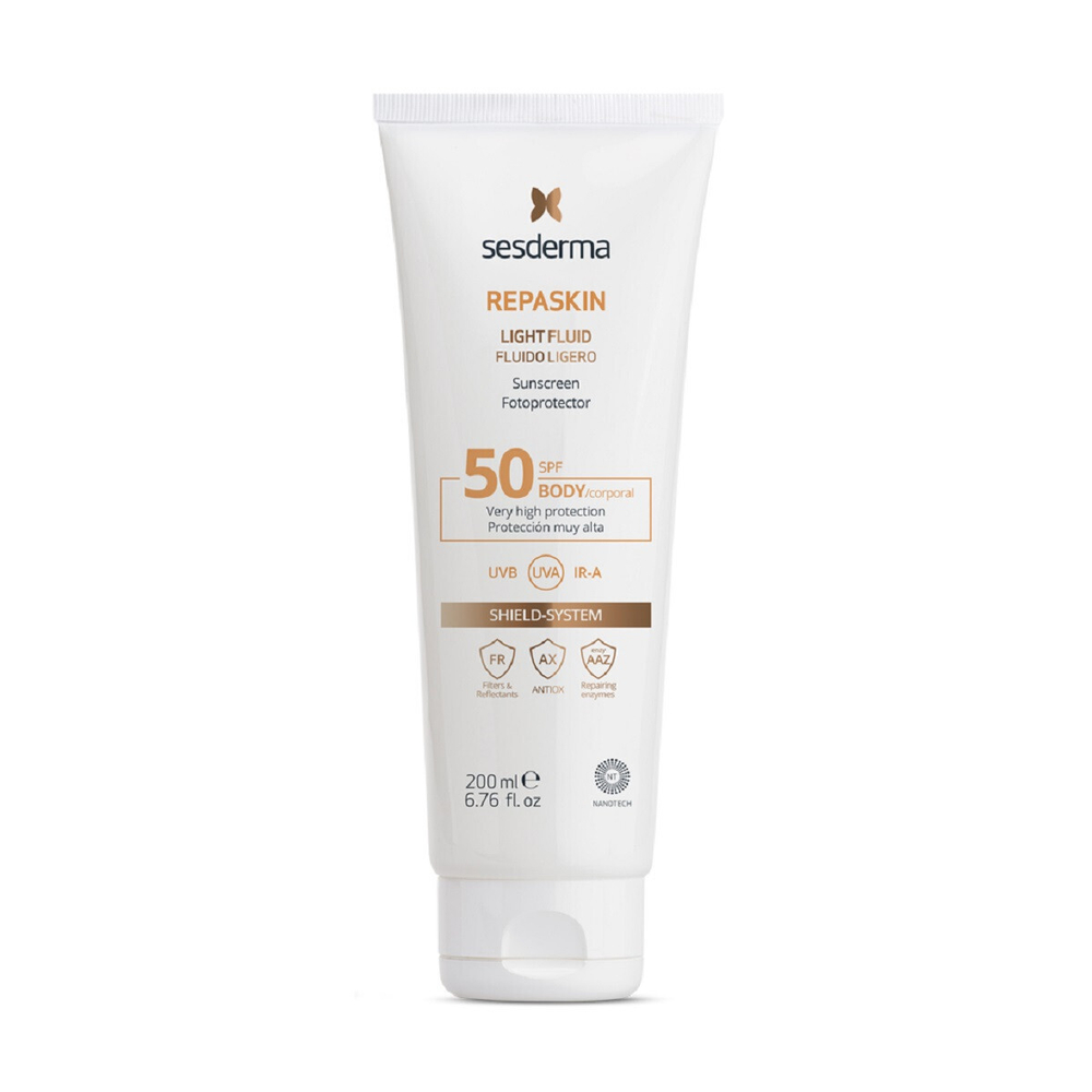 Sesderma REPASKIN LIGHT FLUID Body SPF 50 - Сверхлёгкий солнцезащитный флюид для тела СЗФ 50, 200 мл