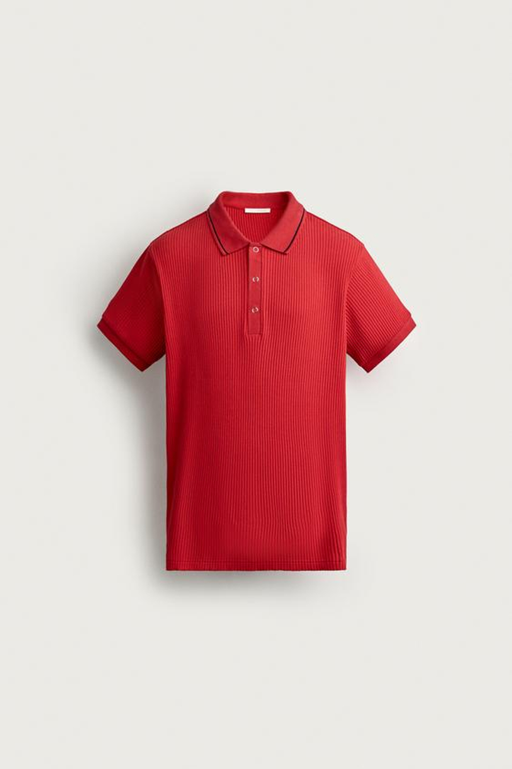 ZARA ПОЛО REGULAR FIT RETRO, КРАСНЫЙ