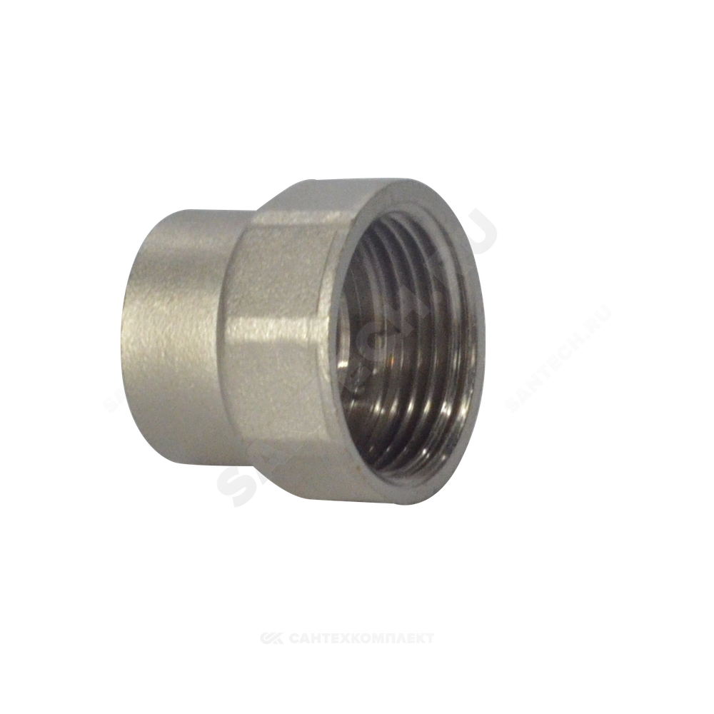 Муфта латунь никель переходная Ду 40х32 (1 1/2"х1 1/4") ВР/ВР RTP (РосТурПласт) 29279