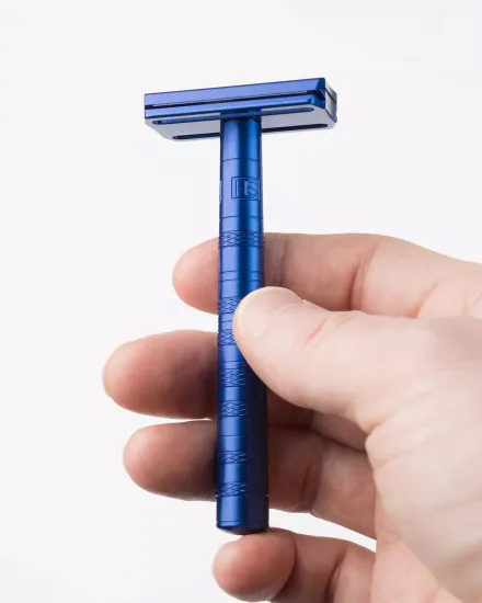 Т-образная бритва (станок) Henson Shaving AL13 v2.0, синяя, Mild