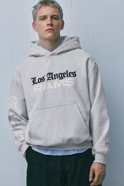 PULL&BEAR Толстовка с капюшоном NFL Los Angeles, серый меланж