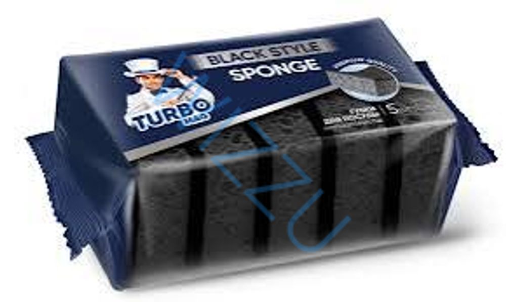 Губка для посуды "TURBOMAG" BLACK STYLE крупнопористая, 5 шт.