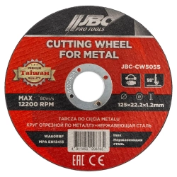 Круг отрезной по металлу и нержавеющей стали 125x1.2x22.2мм JBC JBC-CW505S