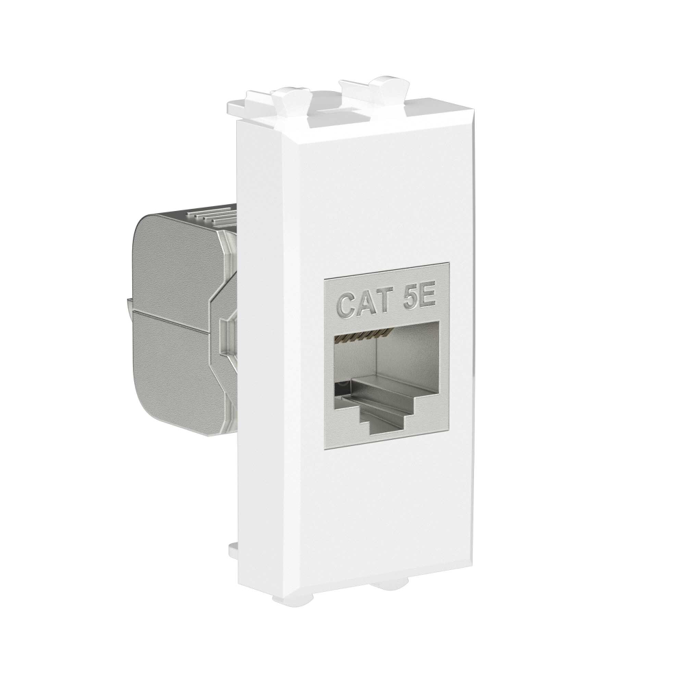 Компьютерная розетка RJ-45 без шторки модульная, кат.5е экранированная, "Avanti", "Белое облако", 1 модуль