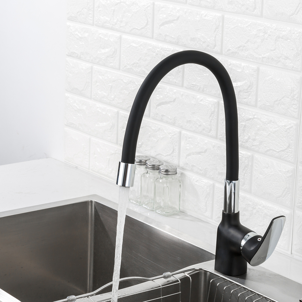 Смеситель для кухни 35к F4453-04 FRAP (гибкий излив, п/гайку, ЧЕРНЫЙ, латунь)