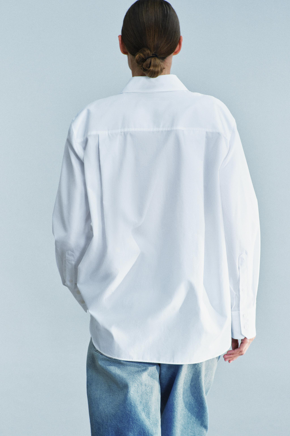 ZARA ГЛАДКАЯ РУБАШКА ИЗ ПОПЛИНА — ZW COLLECTION, БЕЛЫЙ