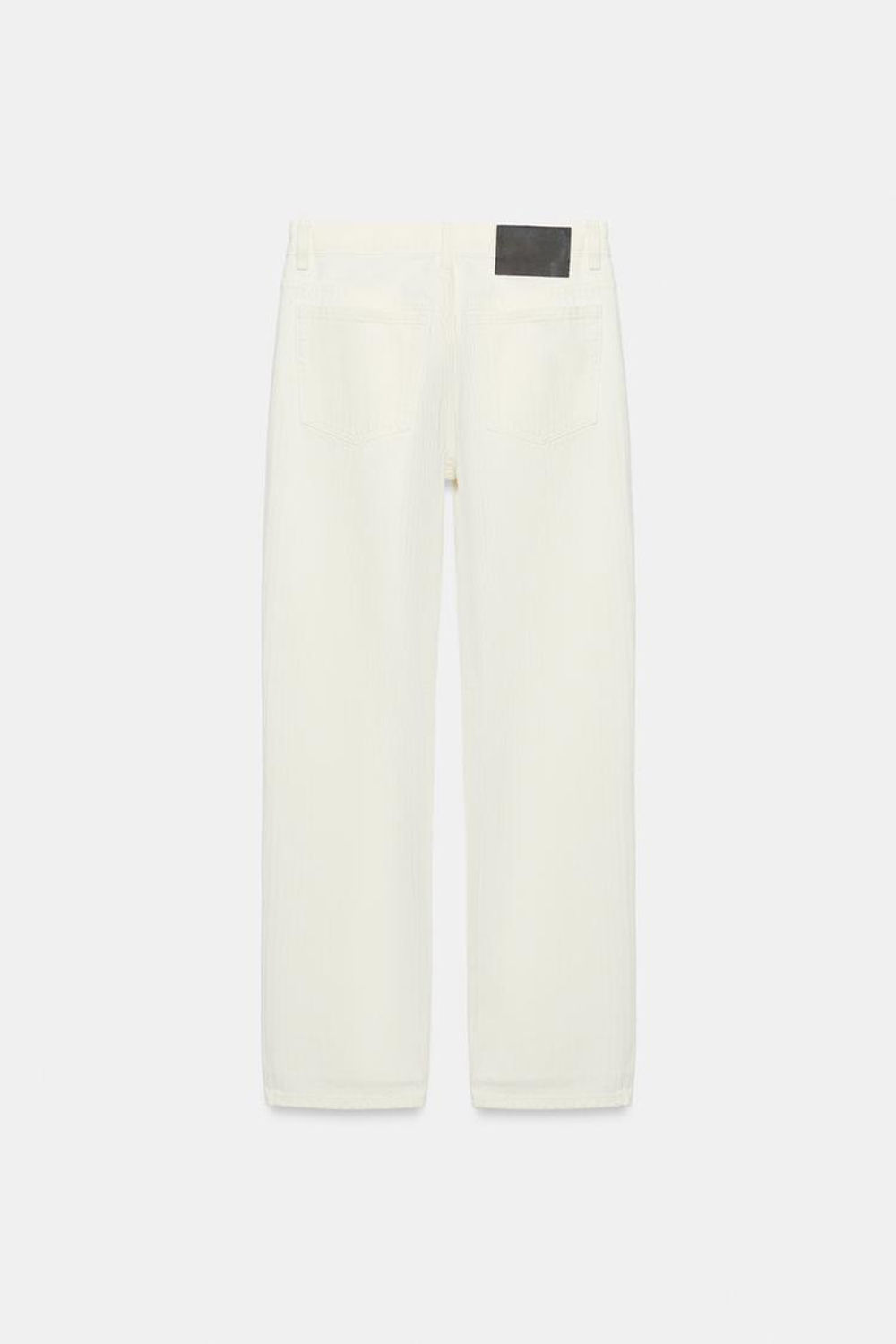 ZARA ДЖИНСЫ TRF STRAIGHT В ПОЛОСКУ СО СРЕДНЕЙ ПОСАДКОЙ, БЕЛЫЙ