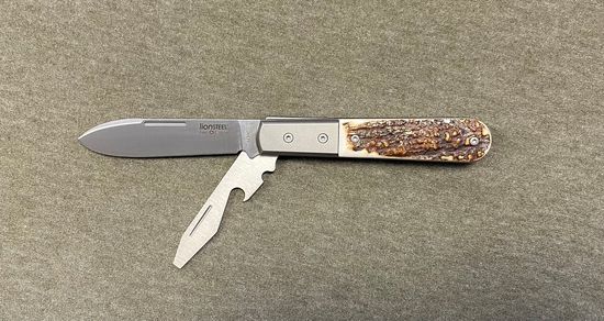 Складной нож Lion Steel "BARLOW Roundhead" L/CK0118 ST c клинком из стали Böhler M390 Microclean®, рукоять титан / Рог (Олень)