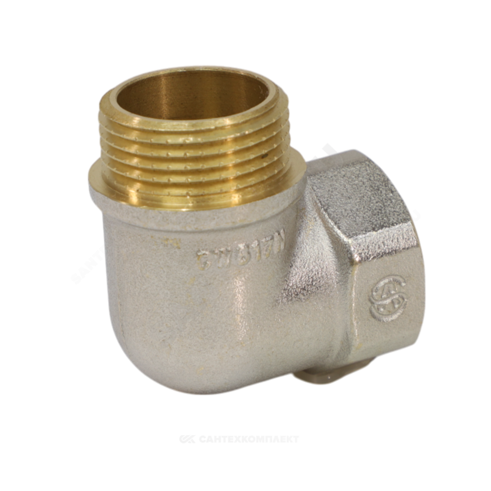 Угольник латунь никель Ду 15 (1/2") ВР/НР 9002 ГОСТ 32585-2013 Aquasfera 9002-01