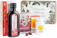 Подарочный набор "Природная забота"(БАД "Vitamin D3 500 МЕ", Бальзам "Медовый "Витаминный с иван-чаем", Шиповник(плоды), Открытка), Алфит Плюс