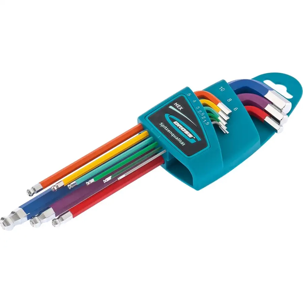 Набор ключей имбусовых HEX, 1,5–10мм,S2, 9 шт.// GROSS 16400