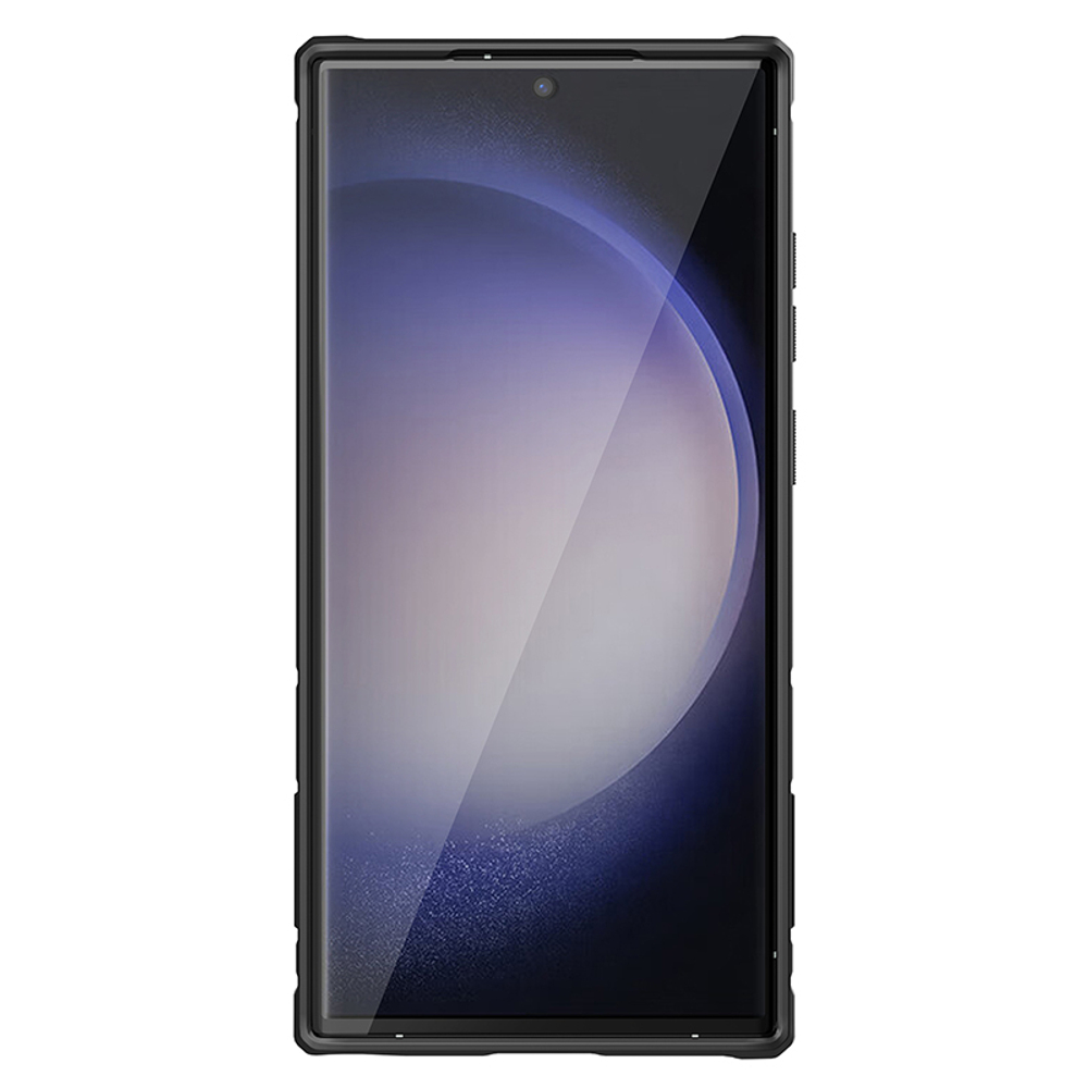 Чехол с поддержкой беспроводной зарядки от Nillkin CamShield Armor Pro Magnetic для Samsung Galaxy S23 Ultra, с поворотным кольцом и защитной шторкой для камеры