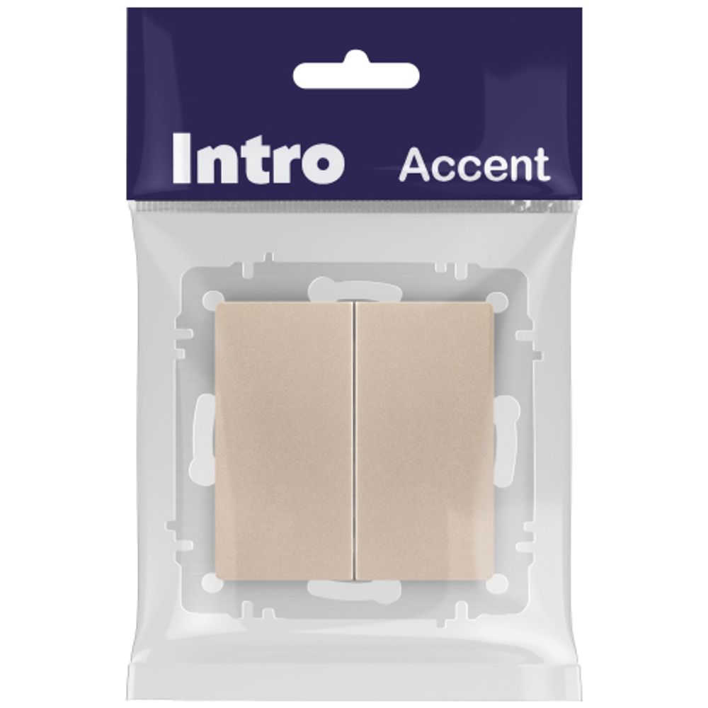 Переключатель Intro Accent 6-107-04 двойной, 10А-250В, IP20, СУ, AL/CU, шампань | Intro