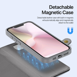 Чехол кошелек с MagSafe из TPU кожи серого цвета от Dux Ducis для iPhone 16e, SE (с 2025-) и 17e, серия Lawa Series Case