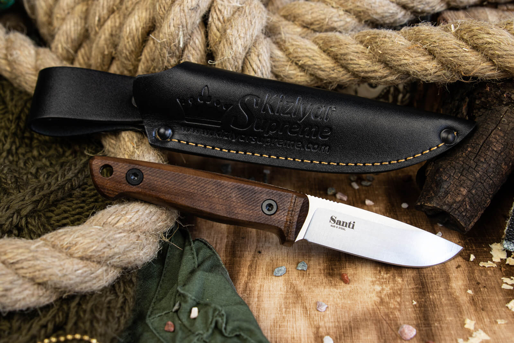 Туристический нож Santi AUS-8 StoneWash Орех