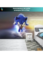 Детские фотообои на стену Соник бежит по воде 300х270см