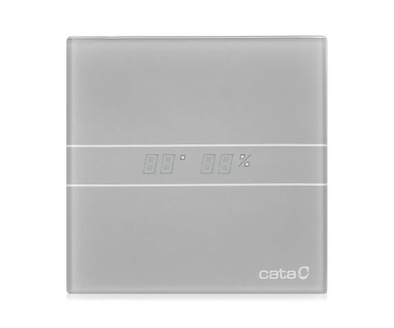 Накладной вентилятор Cata E 100 GSTH Silver (Таймер, датчик влажности, термометр, дисплей) + обратный клапан