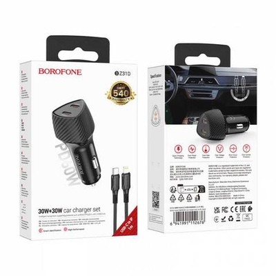 Автомобильное зарядное устройство на Lightning Borofone BZ31D PD60W (black)