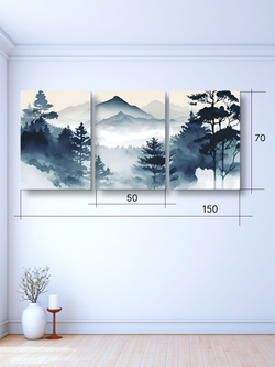 Картина Зимняя тундра модульная 50x70см 3шт.