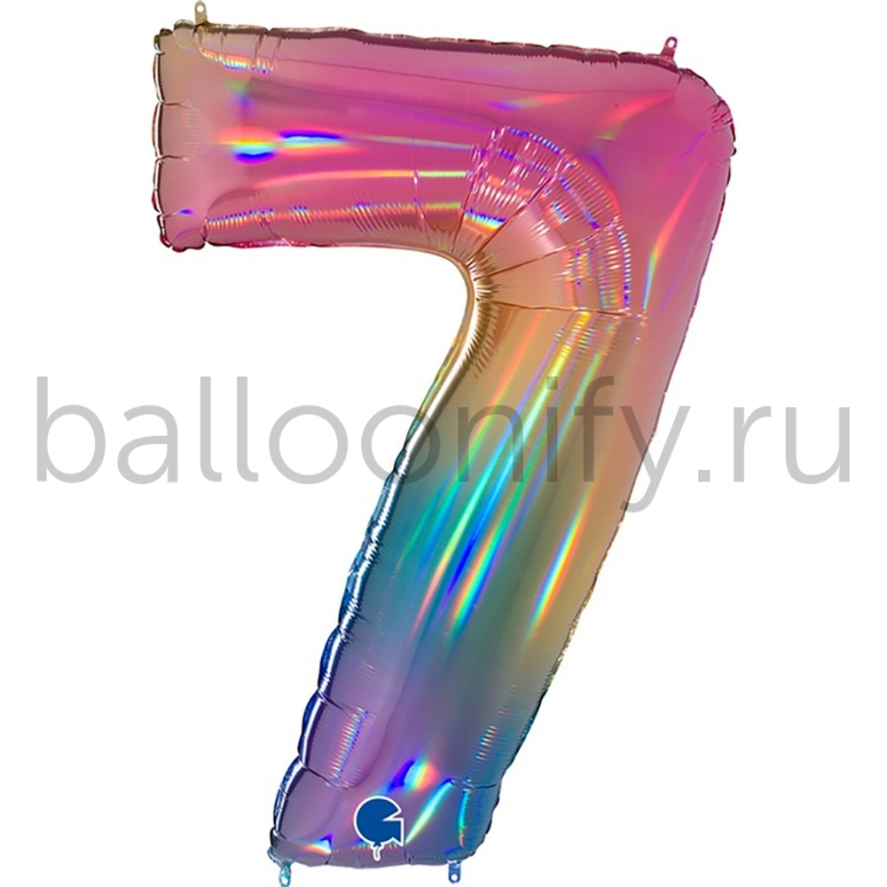 Шар ЦИФРА 7 Радуга переливы 40" 102 см