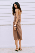 Платье из смешанного льна с вырезами - H&M