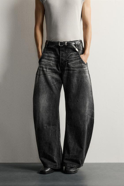 ZARA ДЖИНСЫ LOOSE BARREL FIT, УГОЛЬНЫЙ