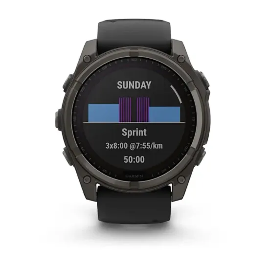 Мультиспортивные GPS часы Garmin Fenix 8X (51 mm) Solar, Sapphire Carbon Gray DLC Titanium with Black/Pebble Gray 010-02907-11