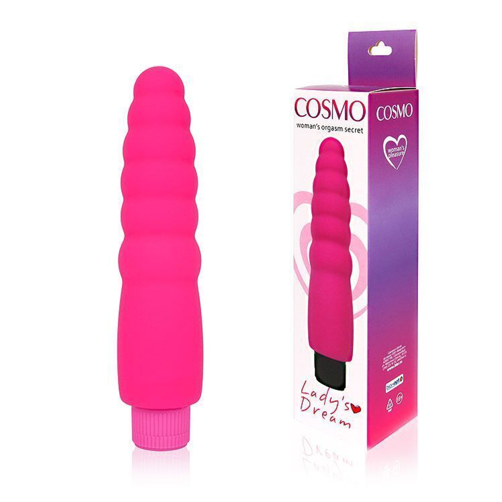 Розовый силиконовый вибратор Cosmo - 15 см. (Цвет: розовый)