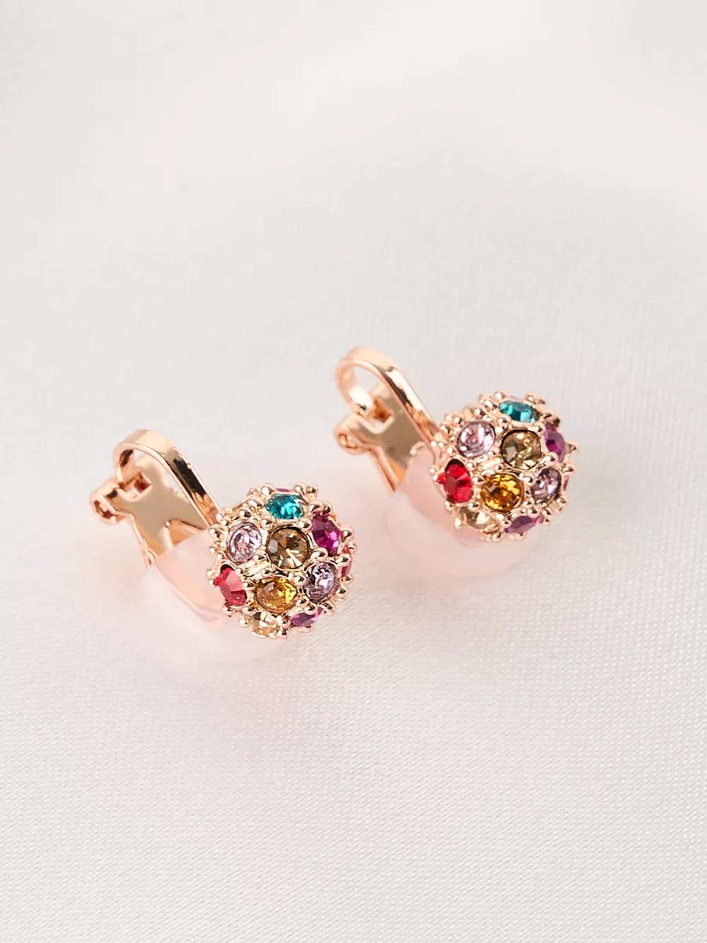 Клипсы Разноцветные шарики с кристаллами Swarovski
