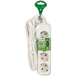 Удлинитель электрический ЭРА UDL-16-430-E Greenline 4 розетки с заземлением 3м ПВС 3x1мм2 | Электротовары