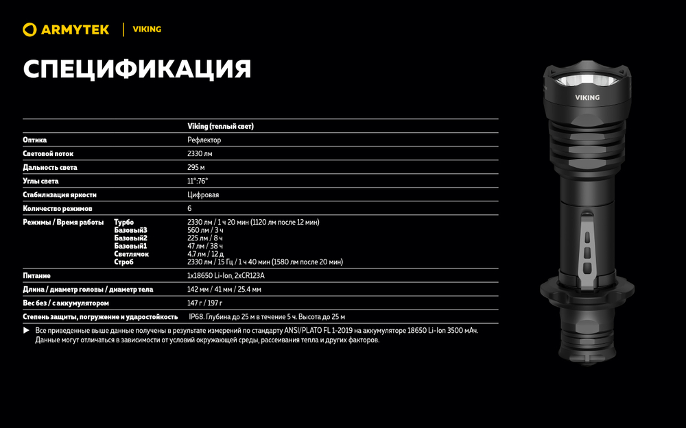 Фонарь Armytek Viking Теплый