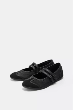 PULL&BEAR Спортивные балетки, черный