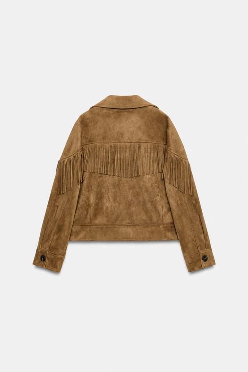 ZARA КУРТКА ИЗ ИСКУССТВЕННОЙ ЗАМШИ С БАХРОМОЙ, РЫЖЕВАТО-КОРИЧНЕВЫЙ