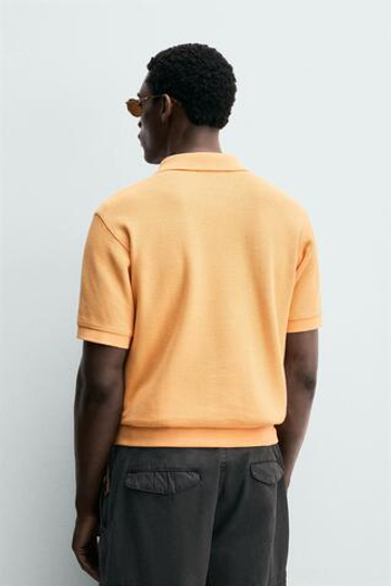 ZARA ПОЛО ПИКЕ REGULAR FIT, ОРАНЖЕВЫЙ