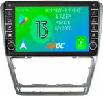 Магнитола для Skoda Octavia A5 2004-2013 - Airoc AB-3202S (серебро, кнопки и крутилки), Android 13, Быстрая, SIM-слот, CarPlay