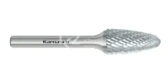 Борфреза твердосплавная Karnasch форма F (парабола с закругленной головкой), 3х6х3х38 мм, универсальная насечка HP-3, без покрытия, арт. 11.3051-007