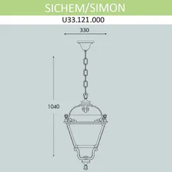 Уличный светильник подвесной Simon U33.121.000.AYH27 Fumagalli