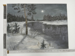 Картина "Зимний вечер". Масло.Кисти.Холст на подрамнике. Масло.31x41 см.Кисти Войтович Н.