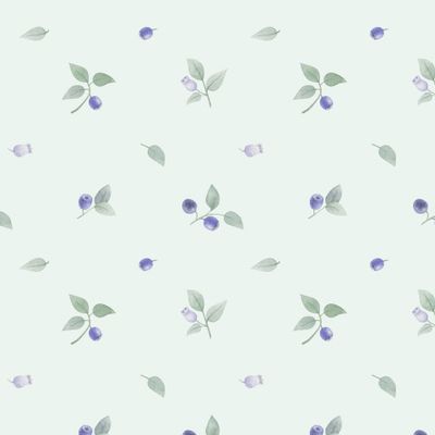 Акварельная черника на мятном. Watercolor blueberries on the mint background.