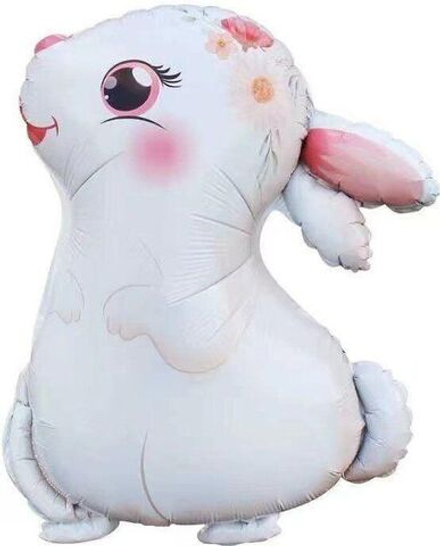 Шар (30""/76 см) Фигура, Милый зайка, Белый, 1 шт. Б061
