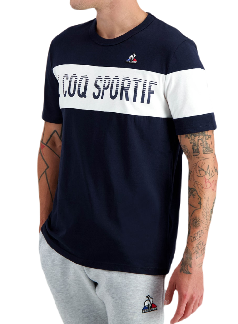 Мужская теннисная футболка Le Coq Sportif BAT Tee Short Sleeve N°2 SS23 - небесный