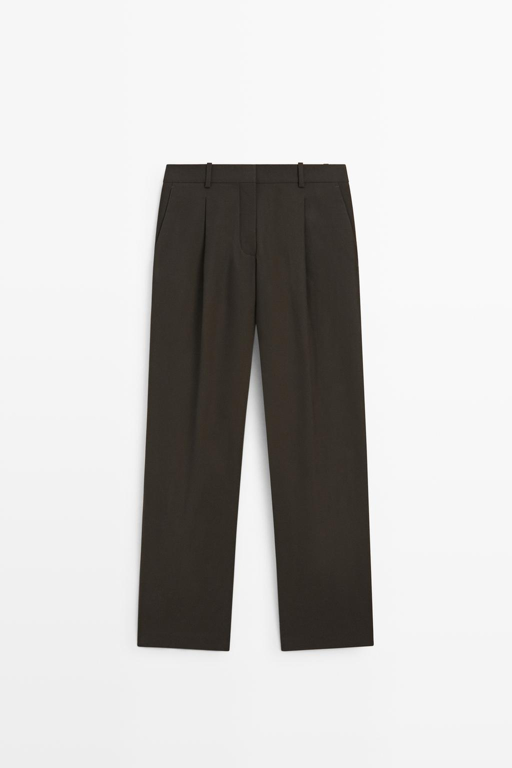 Massimo Dutti Брюки со складками из смесового хлопка, черный