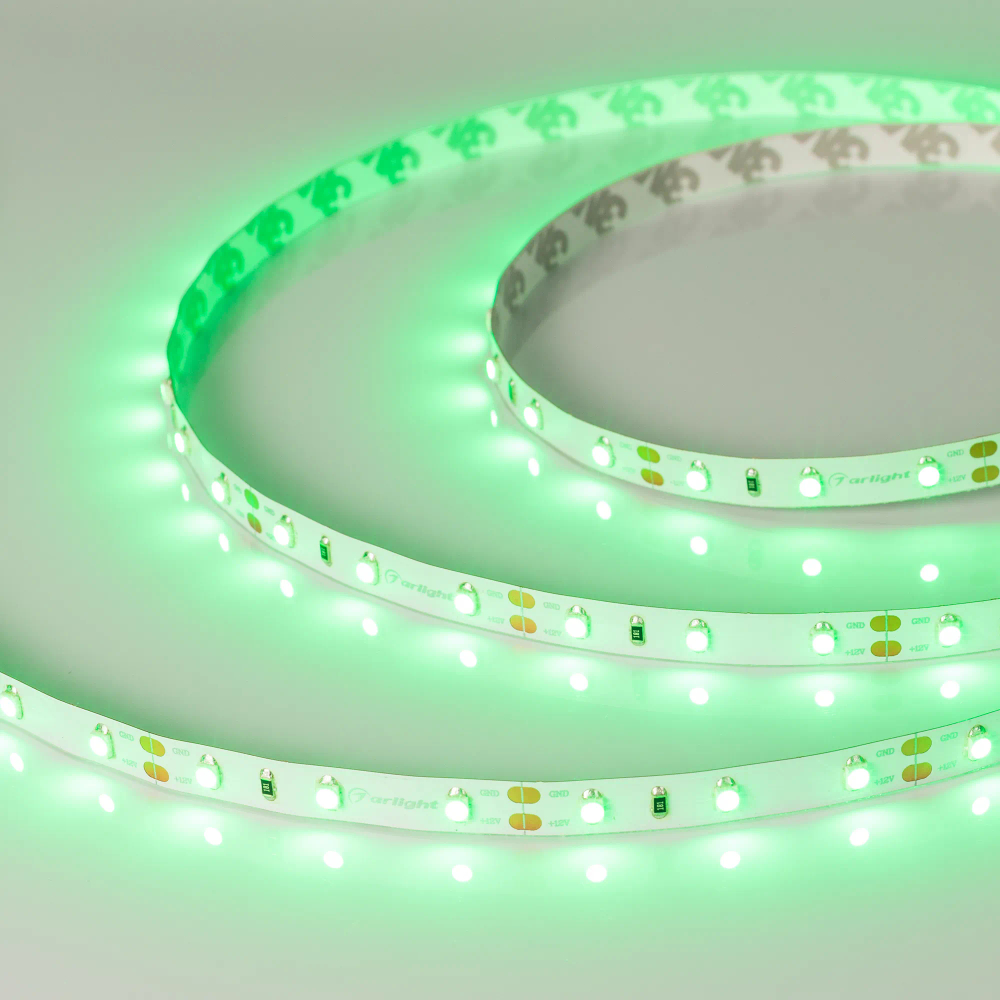 Светодиодная лента RT-A60-8mm 12V Green (4.8 W/m, IP20, 2835, 5m) (Arlight, Открытый) 010520(2)