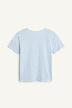ZARA ФУТБОЛКА ИЗ СМЕСИ ХЛОПКА И ЛЬНА, ПАСТЕЛЬНО-ГОЛУБОЙ