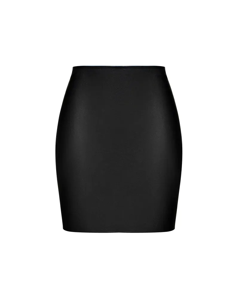 Мона мини (Mona mini), юбка мини из натуральной кожи черная
