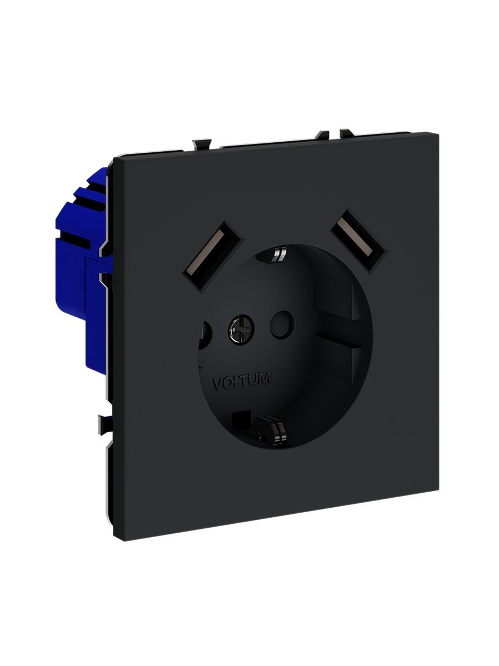 Розетка 1-м СП S70 16А с USB A+A с заземл. защ. шторки механизм графит Voltum VLS040407