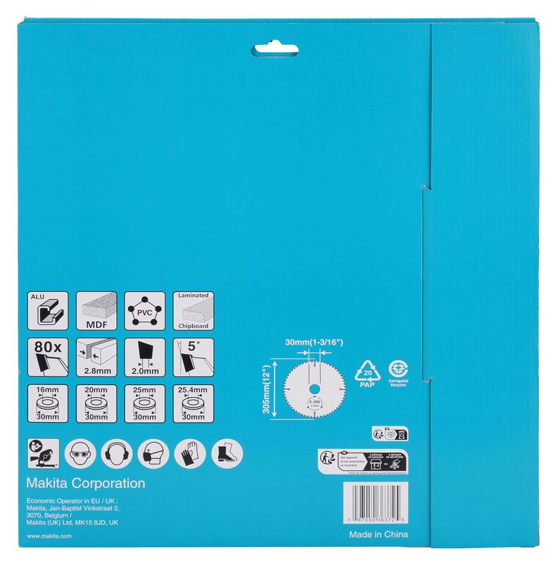 Пильный диск Makita D-81907 305×30 мм, 80T, алюминий / пвх / мдф / дсп