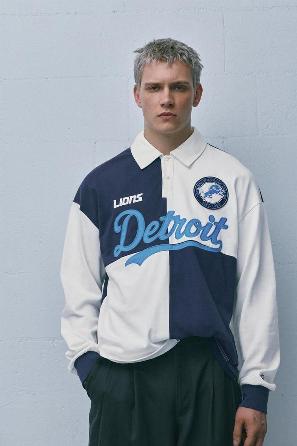 PULL&BEAR Футболка-поло NFL Detroit Lions, белый