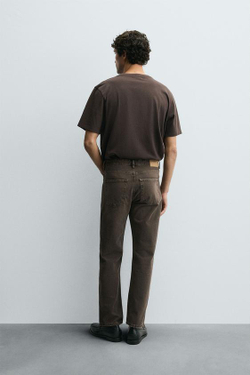 ZARA ДЖИНСЫ STRAIGHT FIT REGULAR, КОРИЧНЕВЫЙ