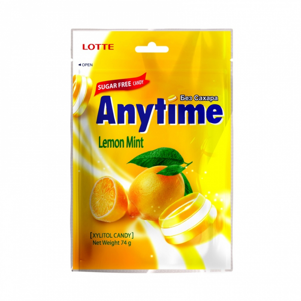 Карамель леденцовая со вкусом лимона и мяты Anytime Lemon Mint 74g